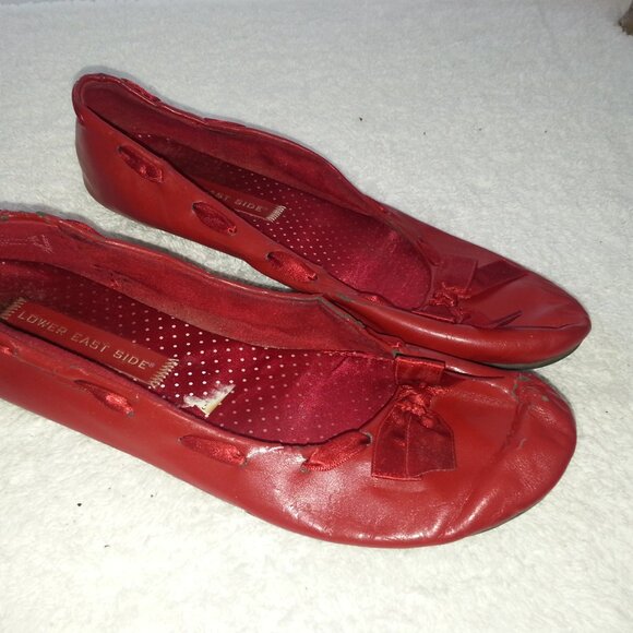 Size 8 Lower East Side Red Soft Vintage Ballet Flats - Picture 7 of 10